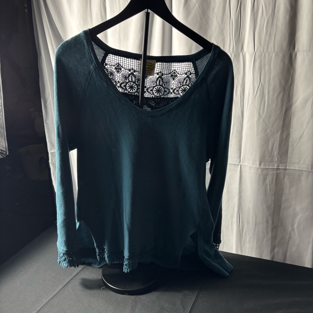 Chic Teal Long Sleeve Women's Top